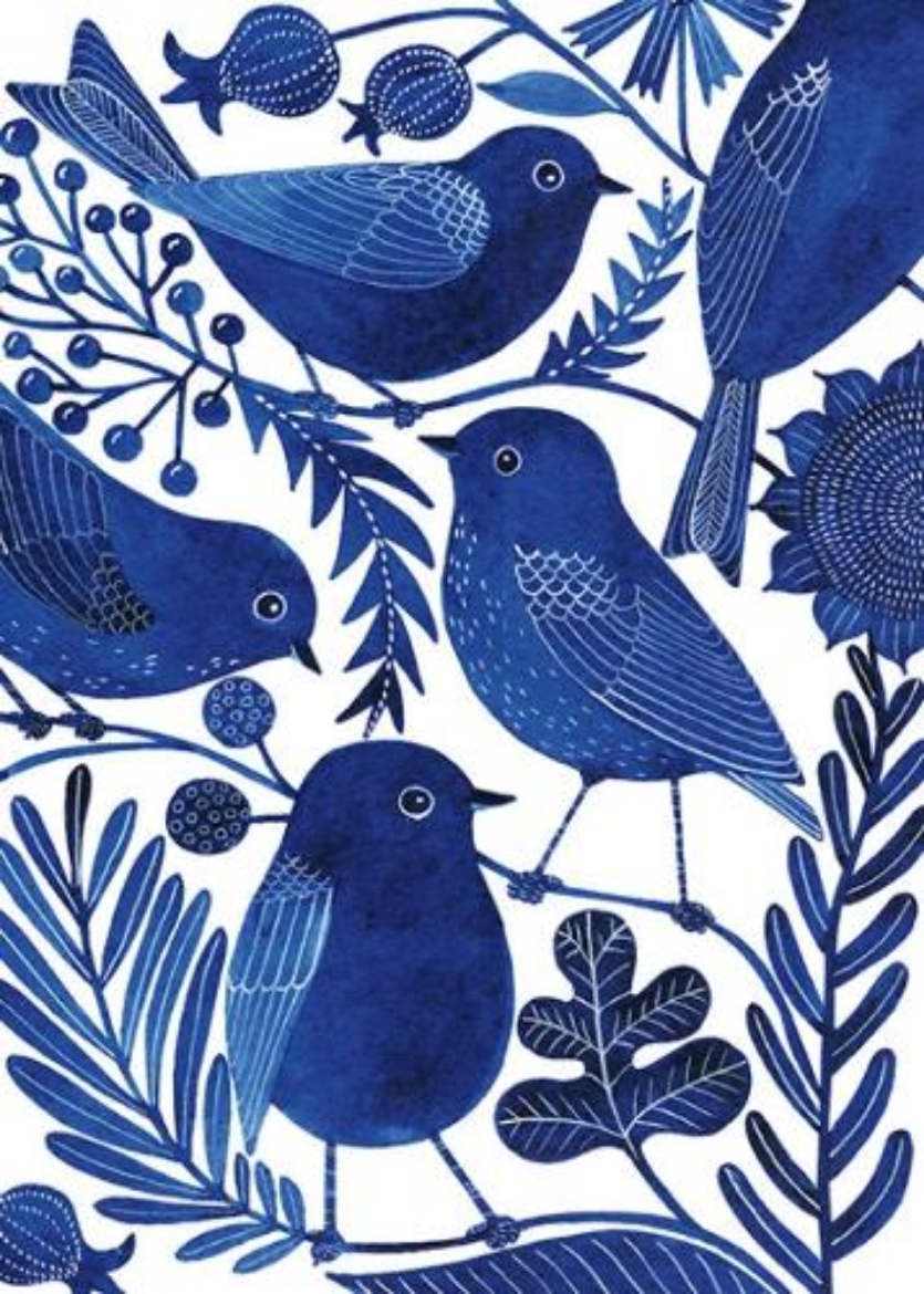 Picture of Blue Birds - Gz105 : 6 Greeting Card Pack