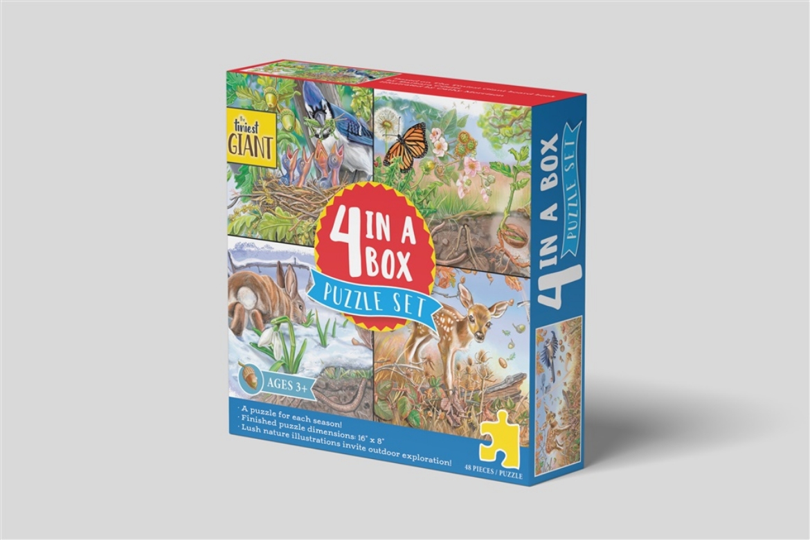 Picture of The Tiniest Giant 4-in-1 Puzzle Set: 48-Piece Puzzles for Each Season with Nature Illustrations and Acorn Life Cycle Educational Jigsaw for Kids Ages 3+