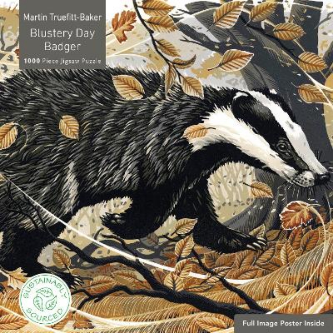 Picture of Adult Sustainable Jigsaw Puzzle Martin Truefitt-Baker: Blustery Day Badger