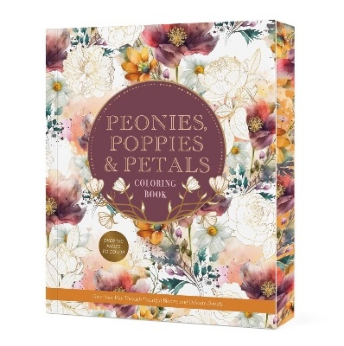 Picture of Peonies, Poppies & Petals Coloring Book: Color Your Way Through Beautiful Blooms and Delicate Details